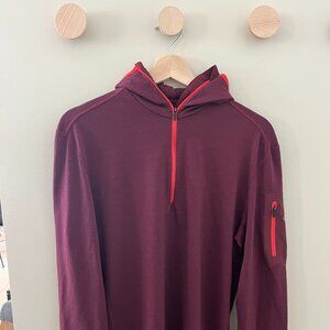 Icebreaker Men's Compass Long Sleeve Half-Zip Hoodie, Size M, Redwood Clay